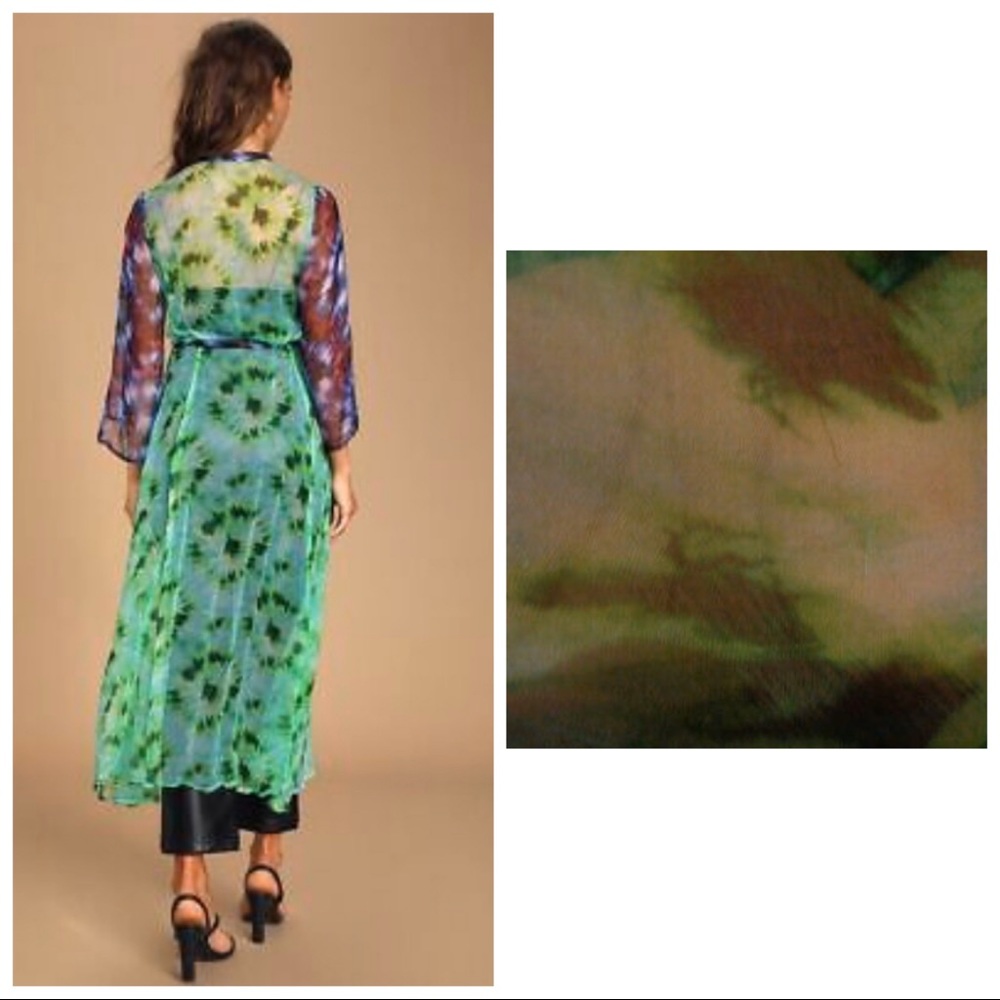 Free People X New Friend Boho Tie-Dye Sheer Kimono - Picture 2 of 7
